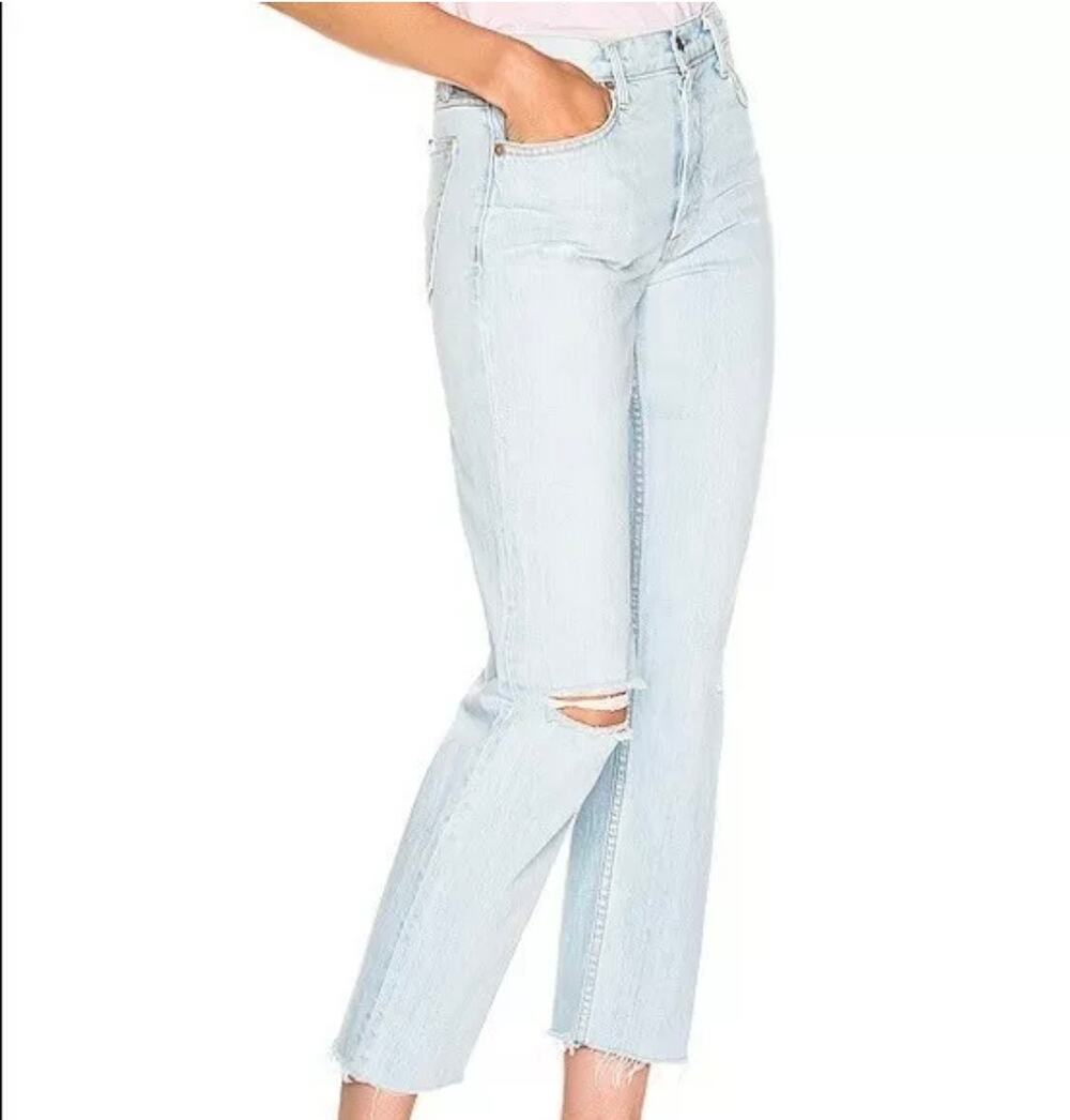 GRLFRND Women’s Helena High Rise Straight Leg Raw Hem Button Fly Jeans size 26